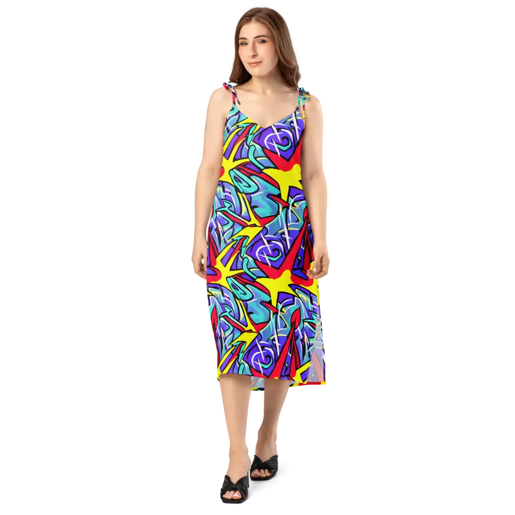 Neon Turbulence on Slip Dress — Front