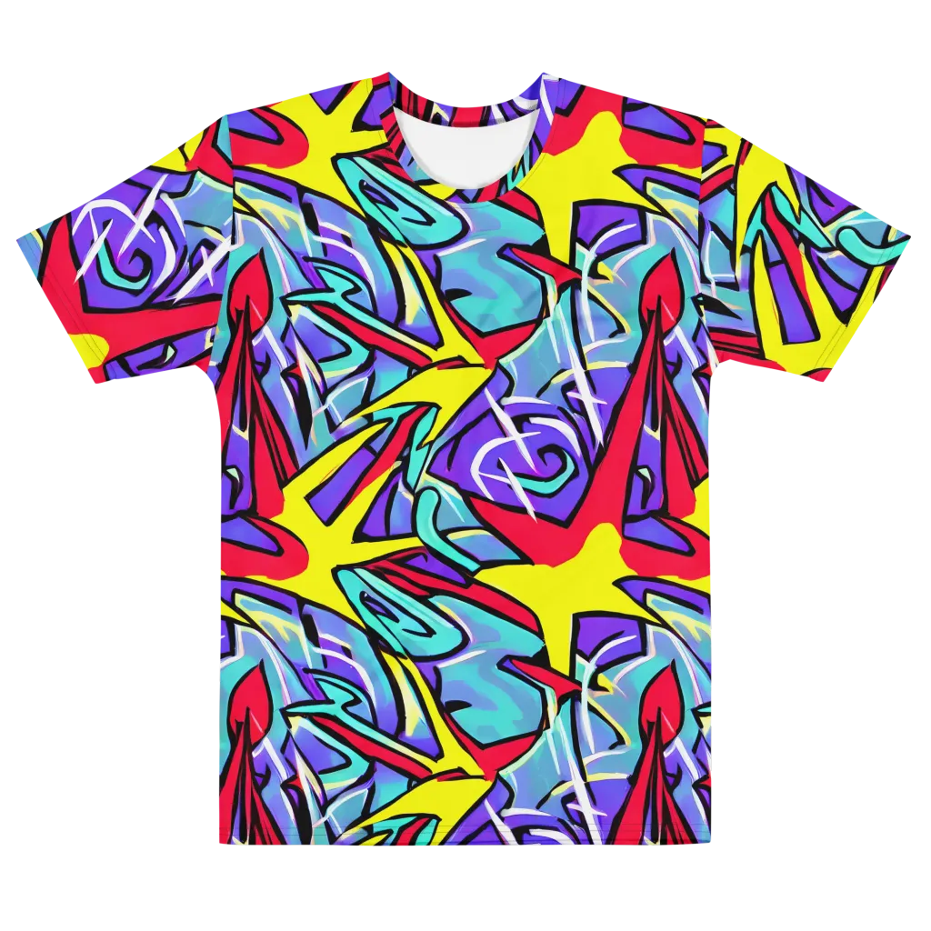 Neon Turbulence on Men's Cotton Crew Neck T-Shirt — Front