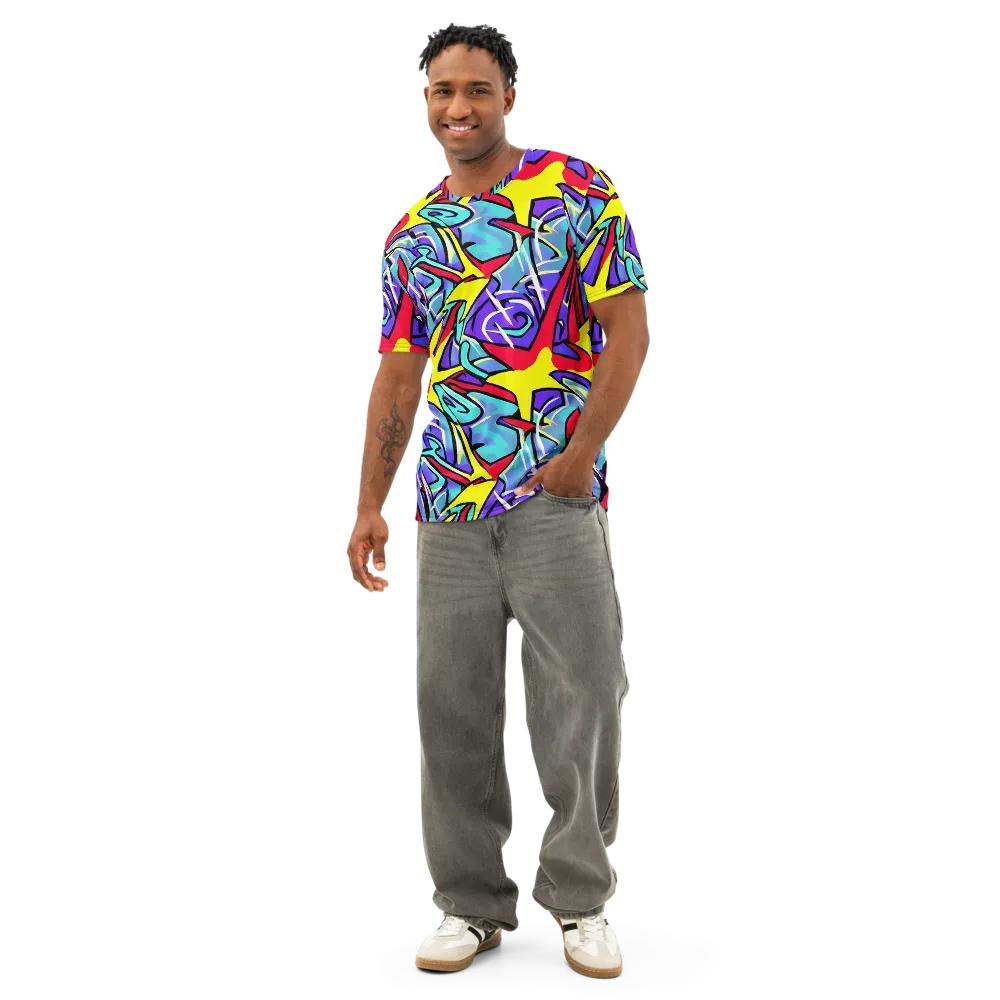 Neon Turbulence on Men's Cotton Crew Neck T-Shirt — Front