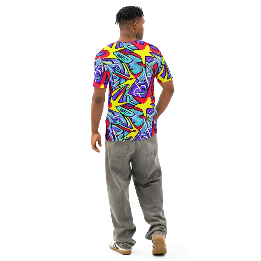 Neon Turbulence on Men's Cotton Crew Neck T-Shirt — Back