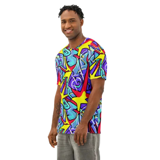 Neon Turbulence on a Men's Cotton Crew Neck T-Shirt
