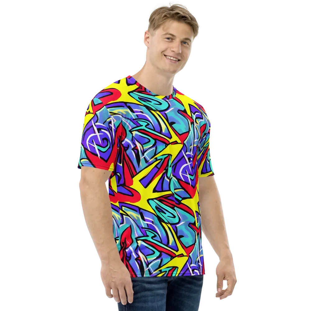 Neon Turbulence on Men's Crew Neck T-Shirt — Right