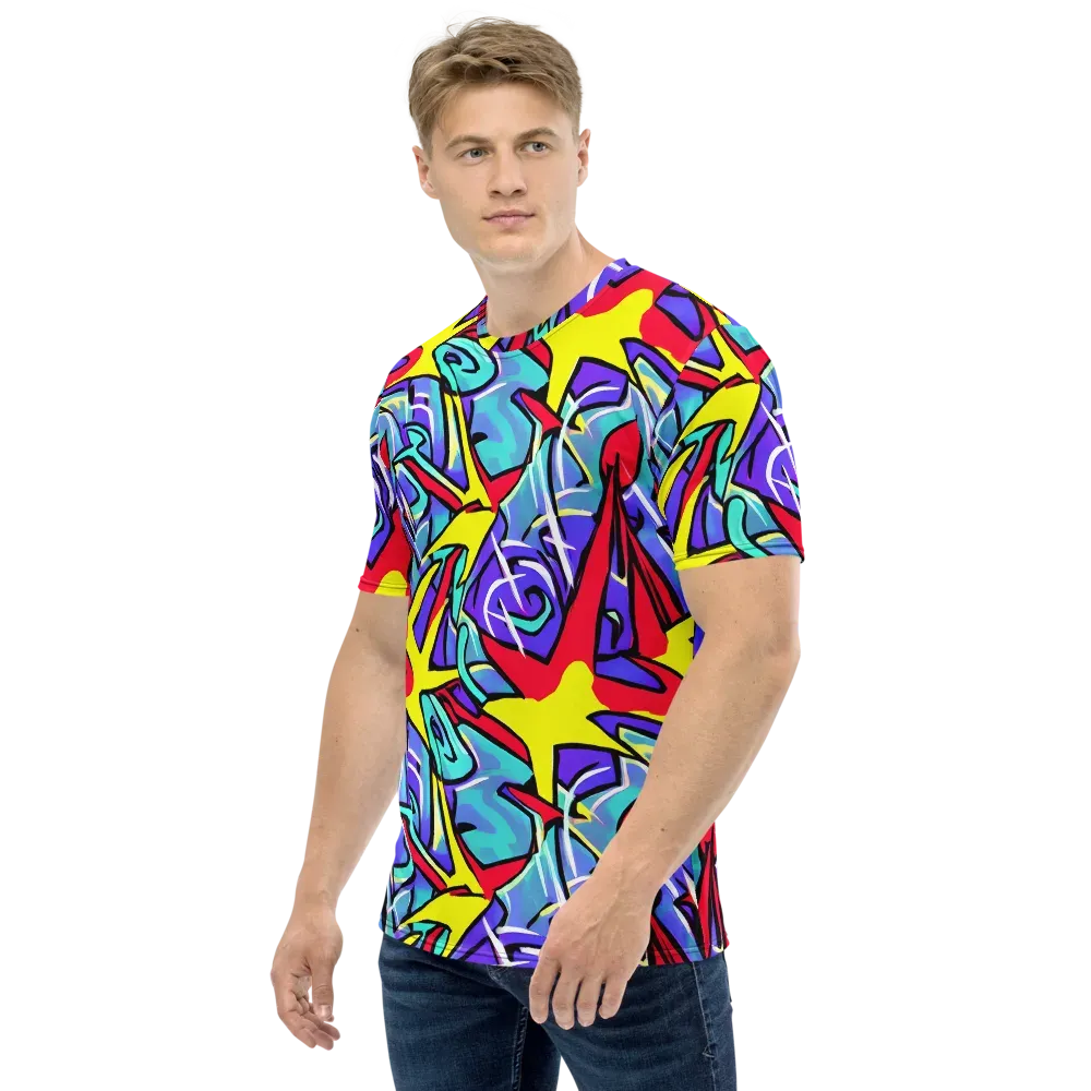 Neon Turbulence on Men's Crew Neck T-Shirt — Left