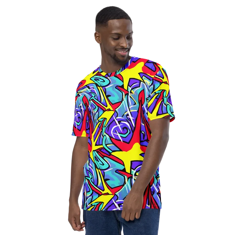 Neon Turbulence on Men's Crew Neck T-Shirt — Left