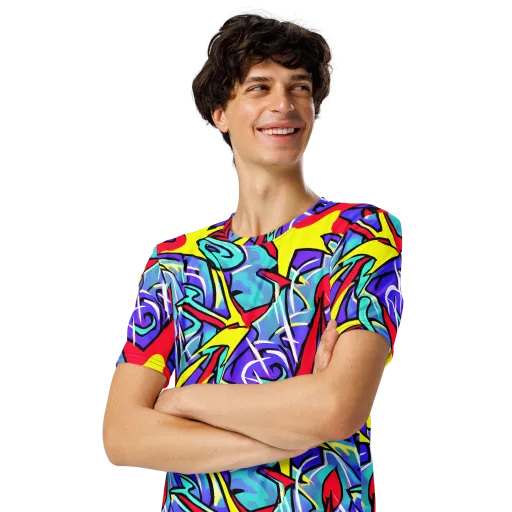 Neon Turbulence on a Men's Crew Neck T-Shirt