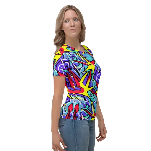Neon Turbulence on a Women's Crew Neck T-Shirt