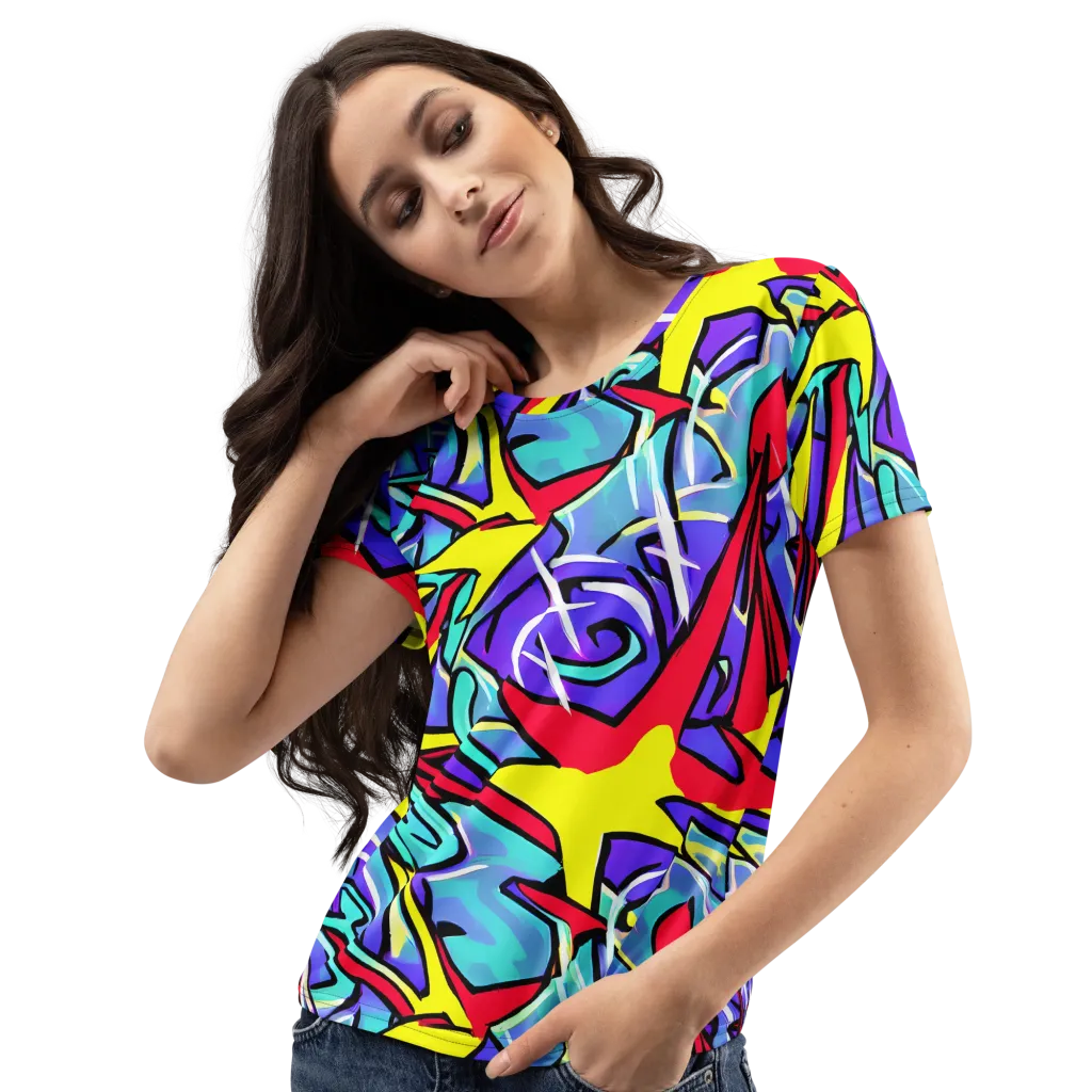 Neon Turbulence on Women's Crew Neck T-Shirt — Left Front