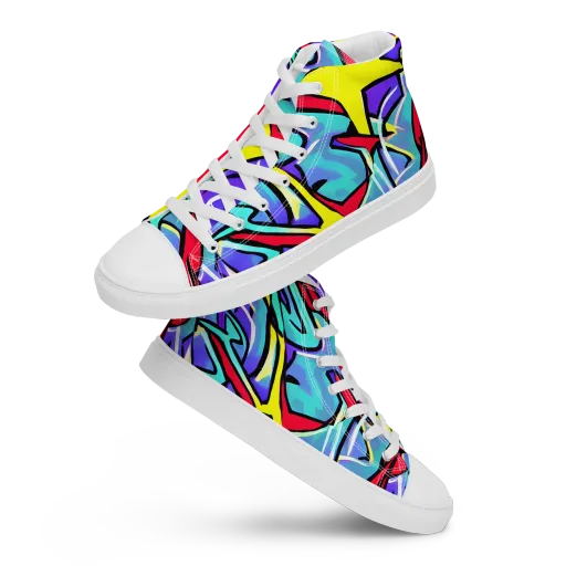 Neon Turbulence on a Women's High Top Canvas Shoes