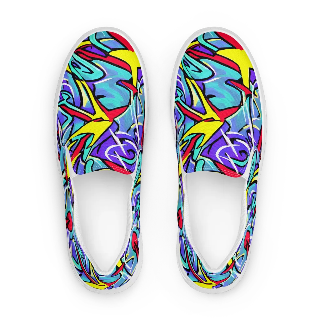 Neon Turbulence on Men's Slip-On Canvas Shoes — Front