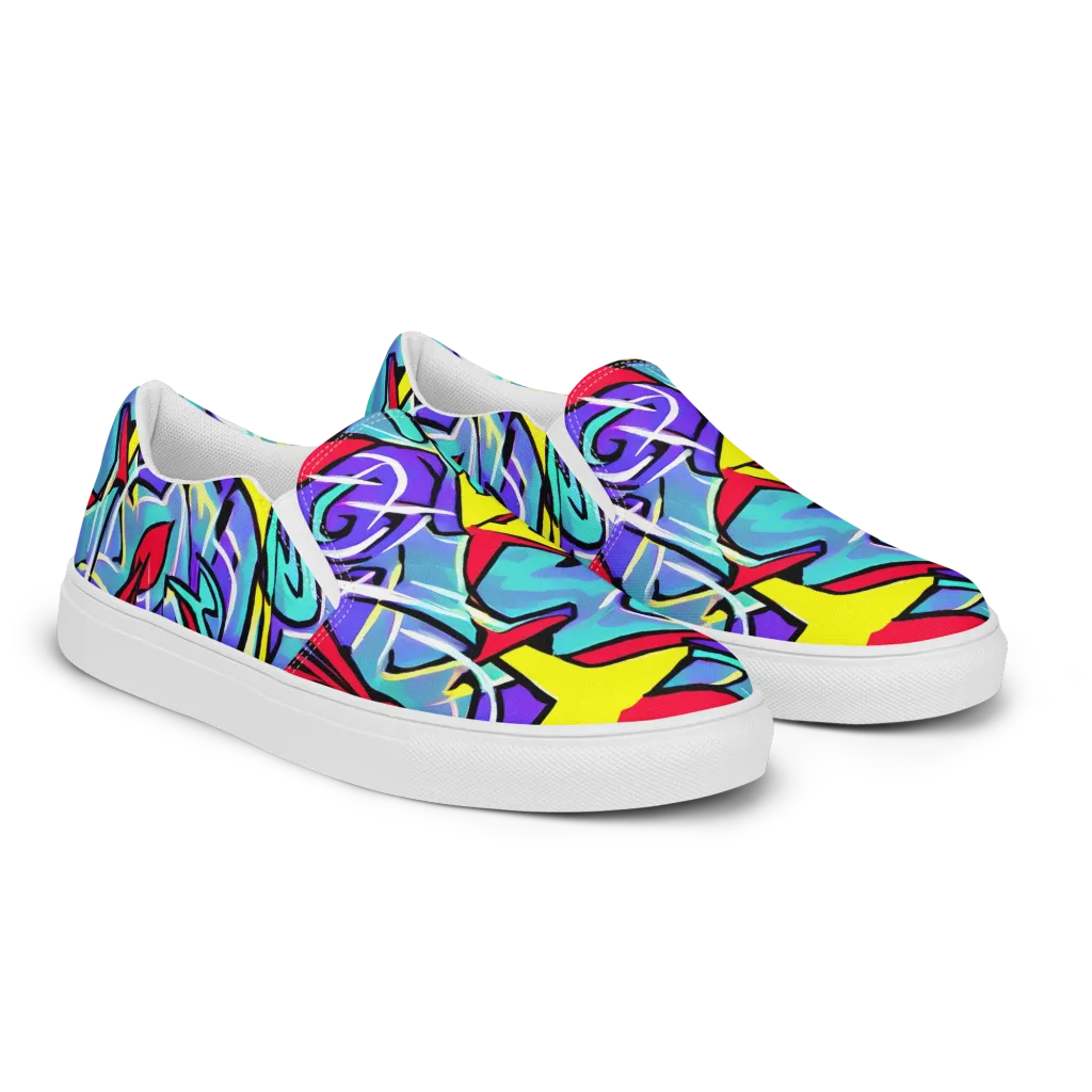 Neon Turbulence on Men's Slip-On Canvas Shoes — Right Front