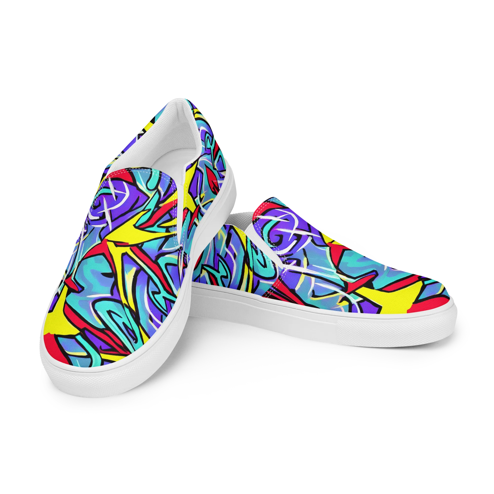 Neon Turbulence on Men's Slip-On Canvas Shoes — Left Front