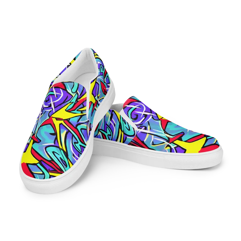 Neon Turbulence on Men's Slip-On Canvas Shoes — Left Front