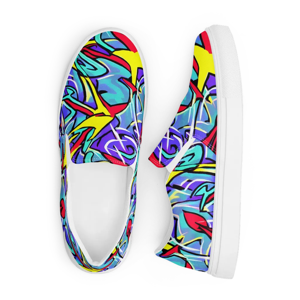 Neon Turbulence on Men's Slip-On Canvas Shoes — Front