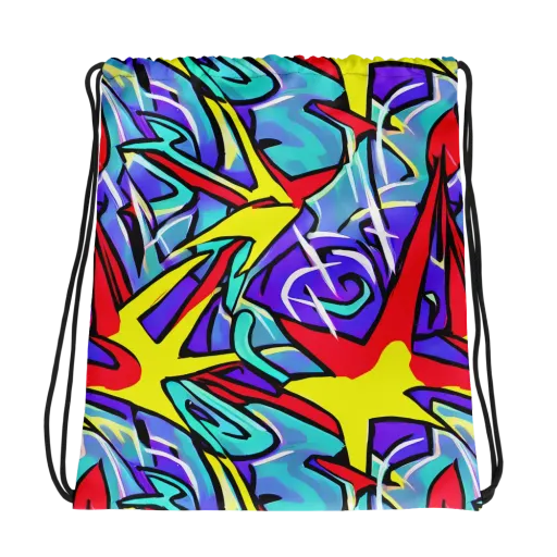 Neon Turbulence on a Drawstring Bag