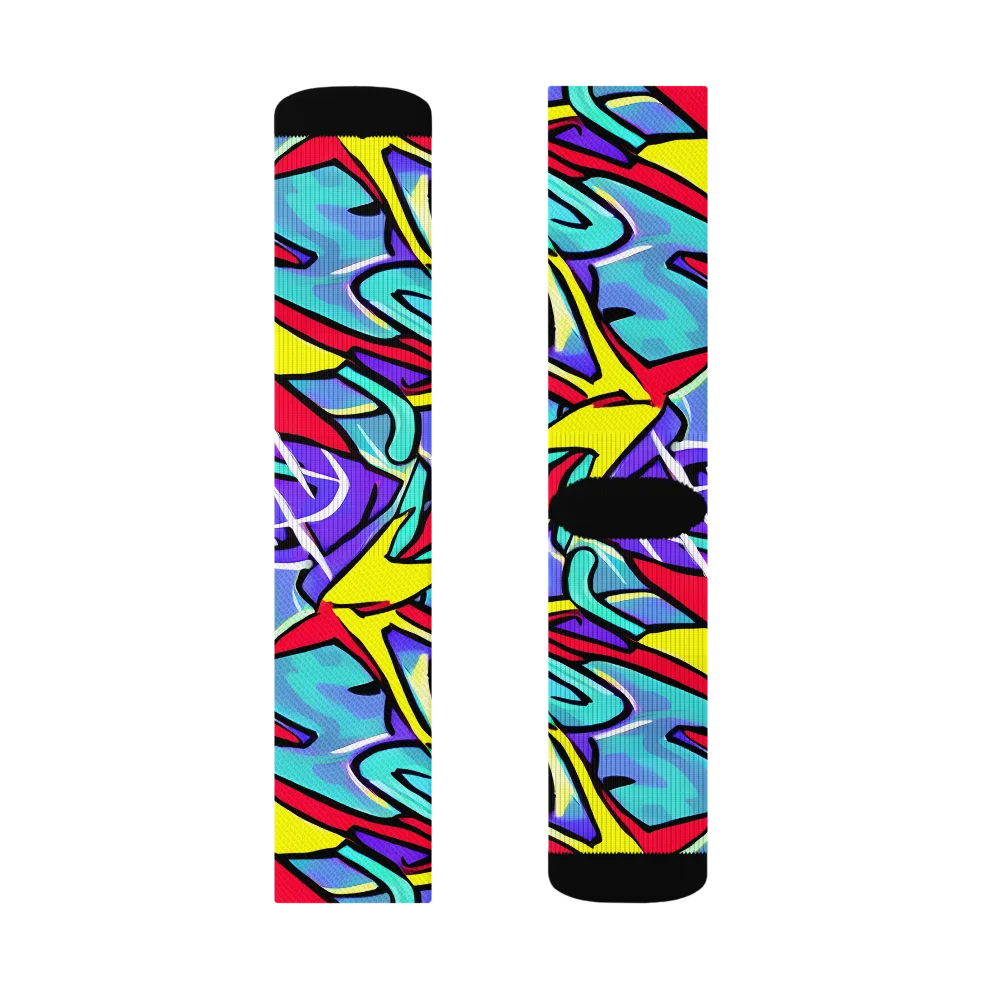 Neon Turbulence on Socks — Left Sock