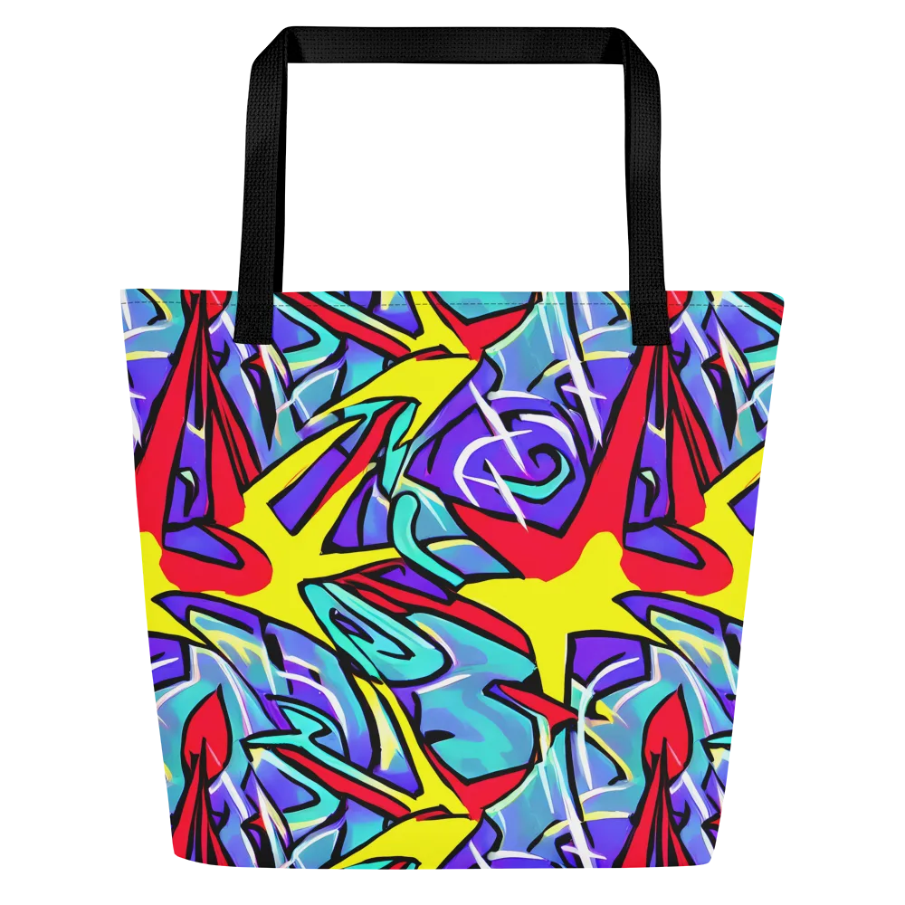 Neon Turbulence on Large Tote Bag W/ Pocket — Front