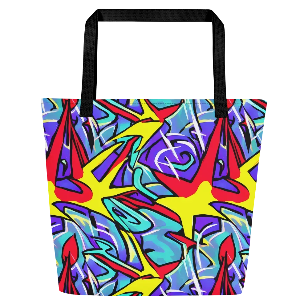 Neon Turbulence on Large Tote Bag W/ Pocket — Front