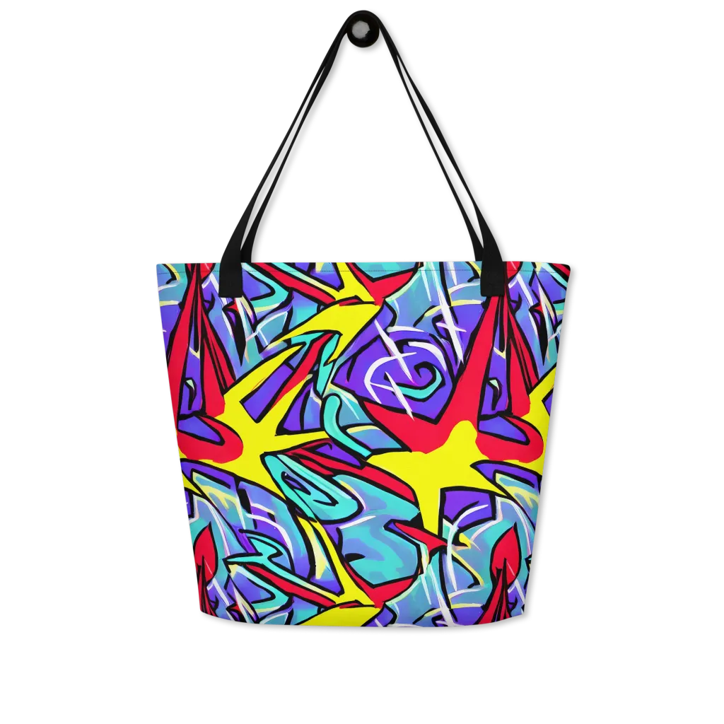 Neon Turbulence on Large Tote Bag W/ Pocket — Front