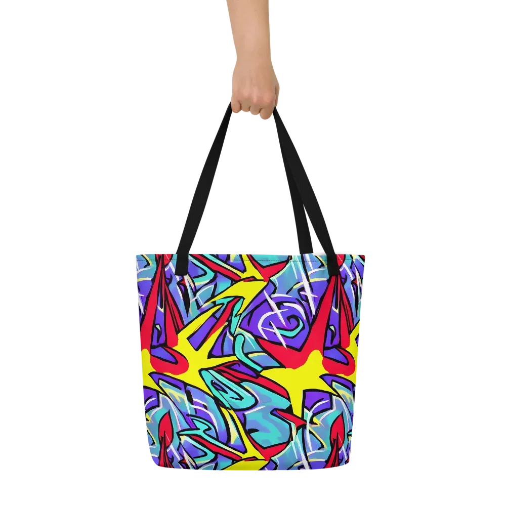 Neon Turbulence on Large Tote Bag W/ Pocket — Front