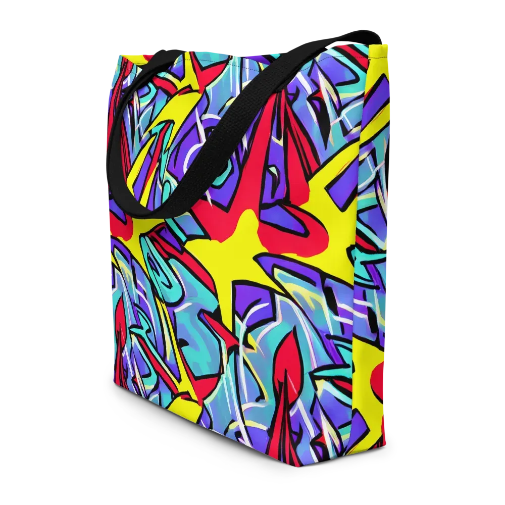 Neon Turbulence on Large Tote Bag W/ Pocket — Front