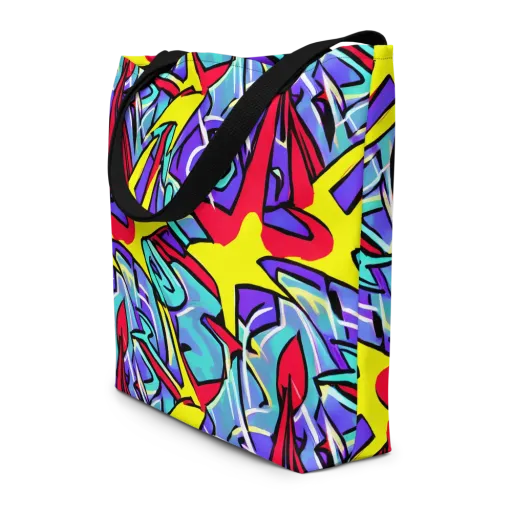 Neon Turbulence on a Large Tote Bag W/ Pocket