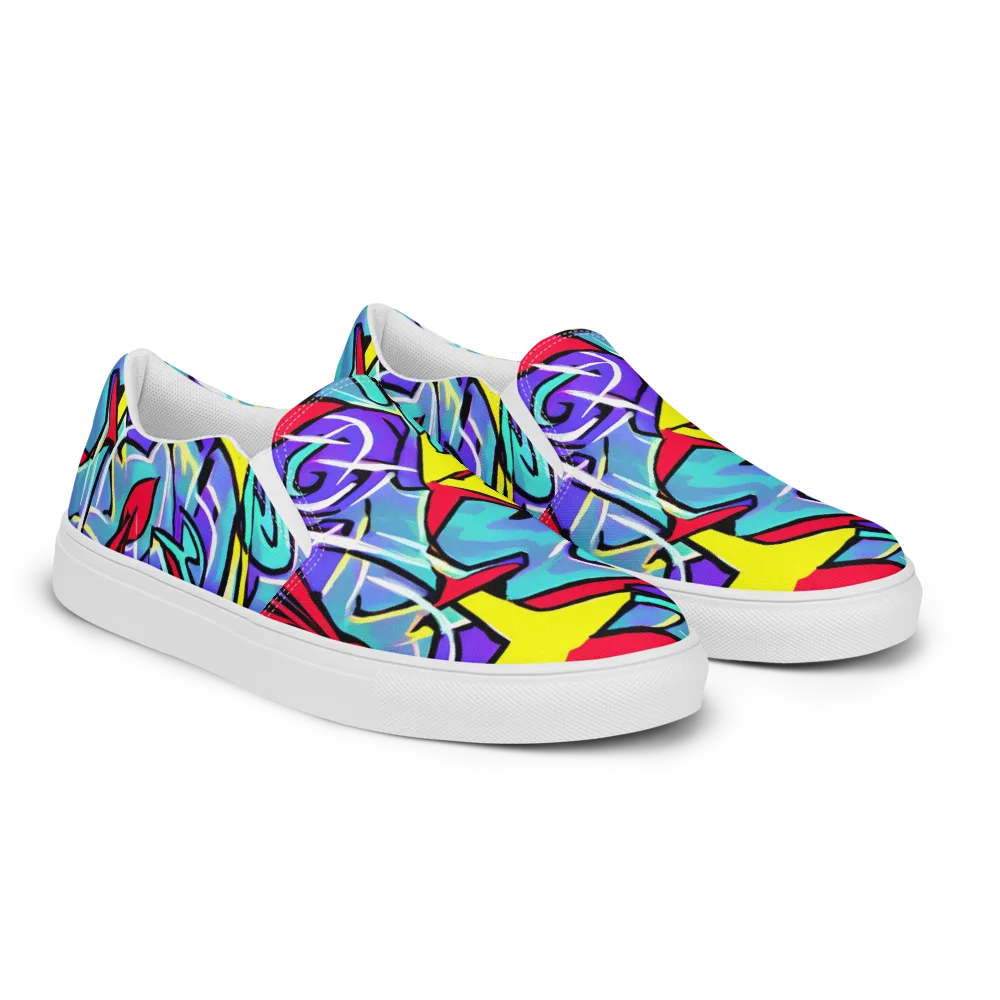 Neon Turbulence on Women's Slip-On Canvas Shoes — Right Front