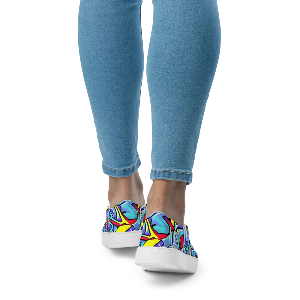 Neon Turbulence on Women's Slip-On Canvas Shoes — Back
