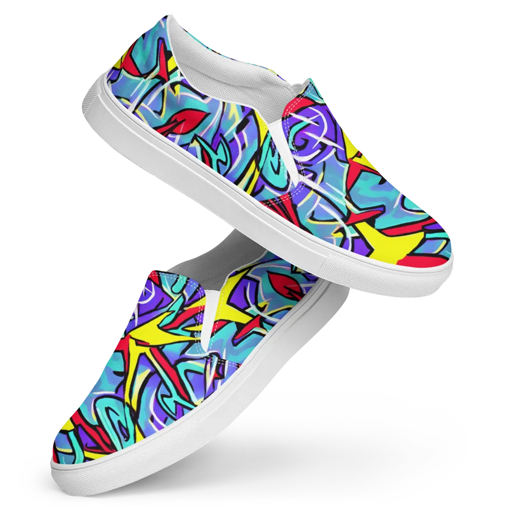 Neon Turbulence on Women's Slip-On Canvas Shoes — Front
