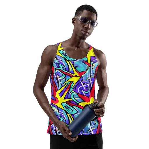 Neon Turbulence on a Men's Tank Top