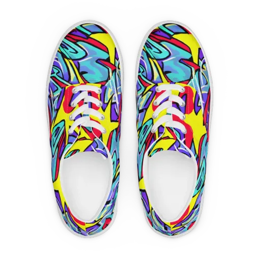 Neon Turbulence on a Men's Lace-Up Canvas Shoes
