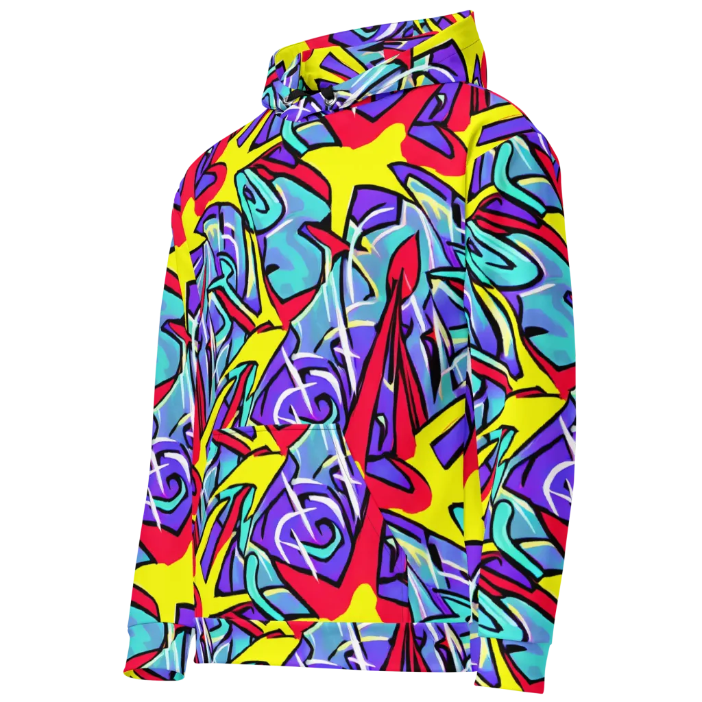 Neon Turbulence on Cotton Hoodie — Left Front
