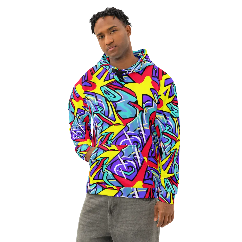 Neon Turbulence on Cotton Hoodie — Left Front