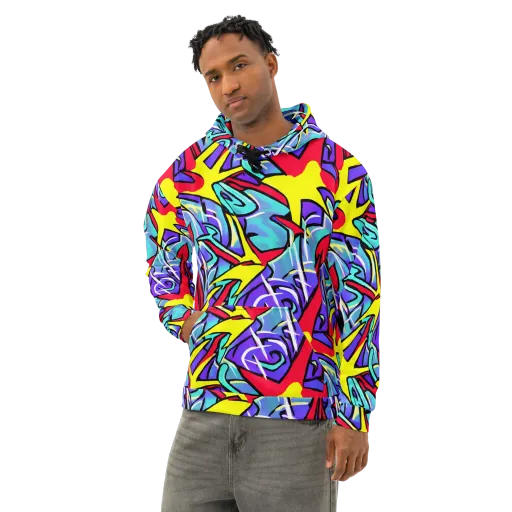 Neon Turbulence on a Cotton Hoodie