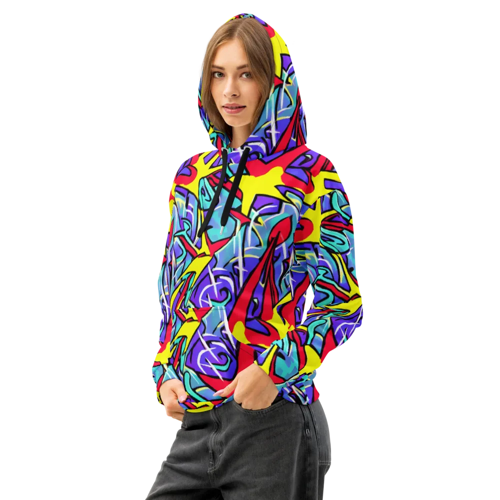 Neon Turbulence on Cotton Hoodie — Left Front
