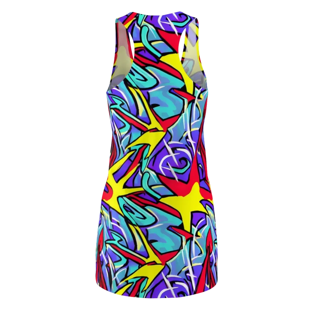 Neon Turbulence on Racerback Dress — Back