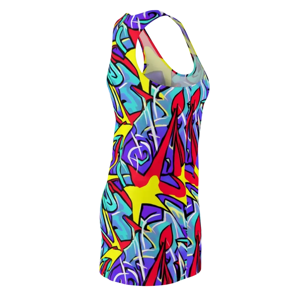 Neon Turbulence on Racerback Dress — Back Side