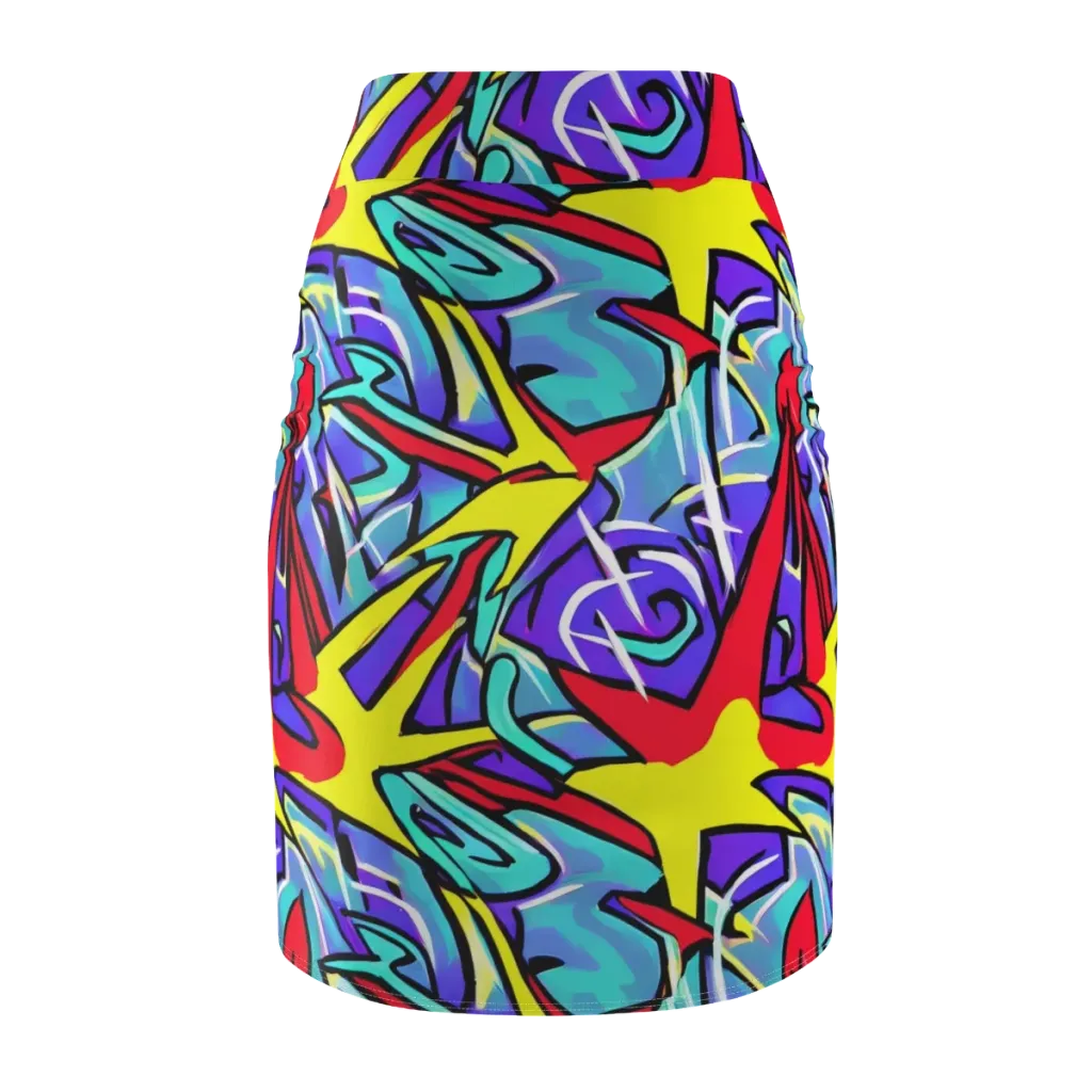 Neon Turbulence on Pencil Skirt — Back