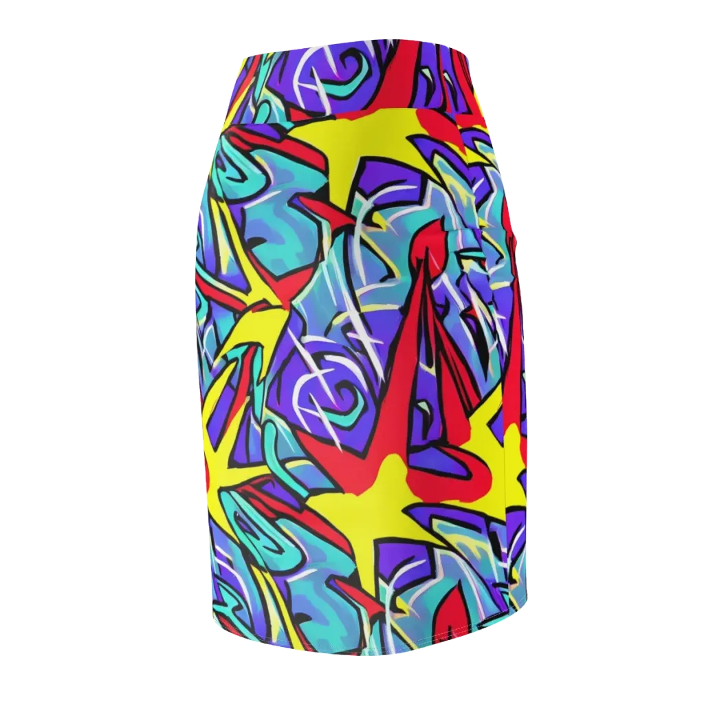 Neon Turbulence on Pencil Skirt — Back Side