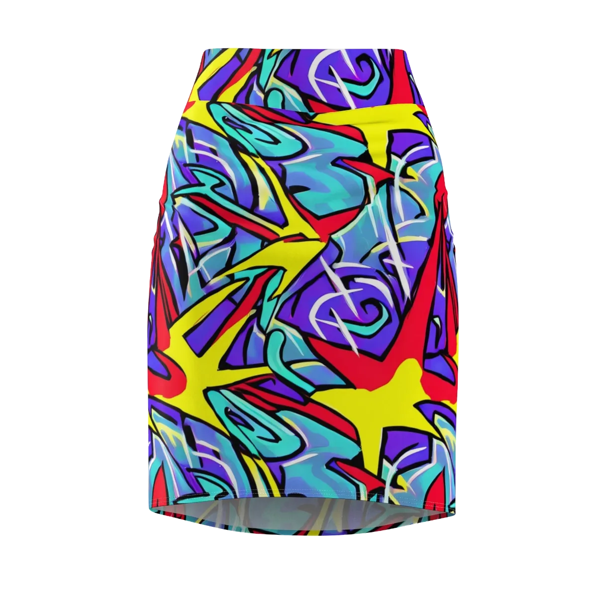 Neon Turbulence on Pencil Skirt — Front