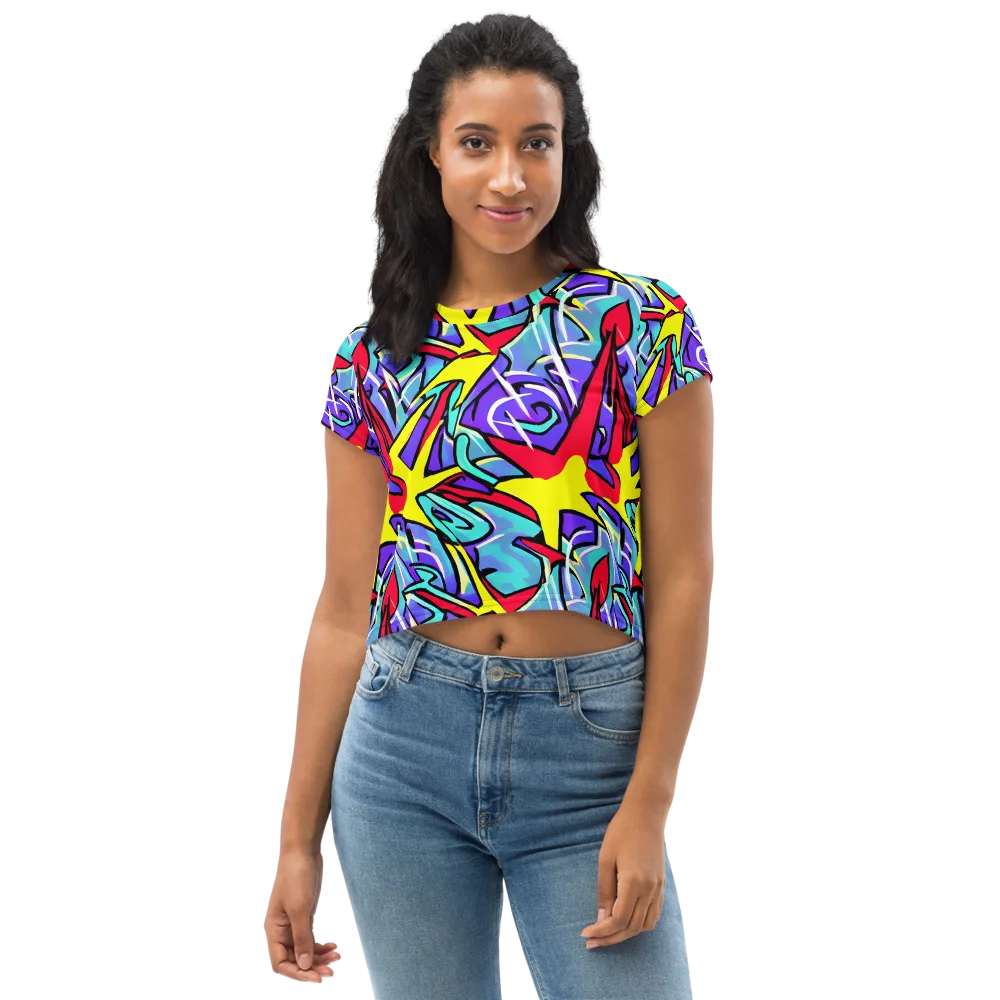 Neon Turbulence on Crop Tee — Front