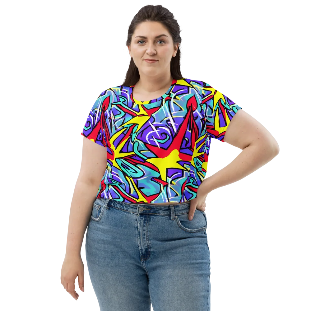 Neon Turbulence on Crop Tee — Front