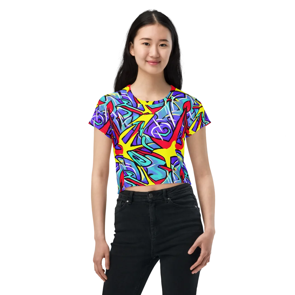 Neon Turbulence on Crop Tee — Front