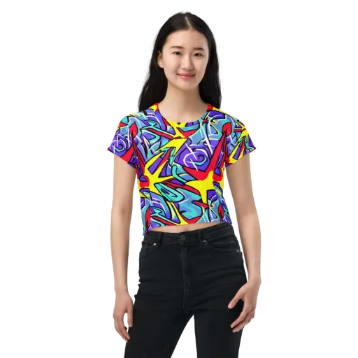 Neon Turbulence on a Crop Tee
