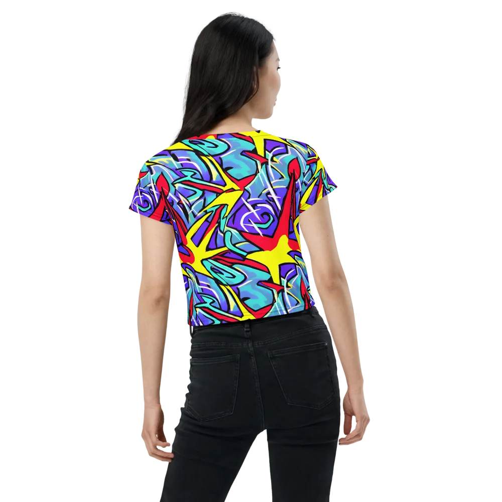 Neon Turbulence on Crop Tee — Back