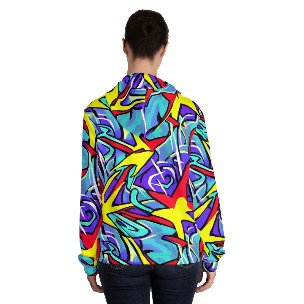 Neon Turbulence on Women's Full-Zip Hoodie — Back On Person