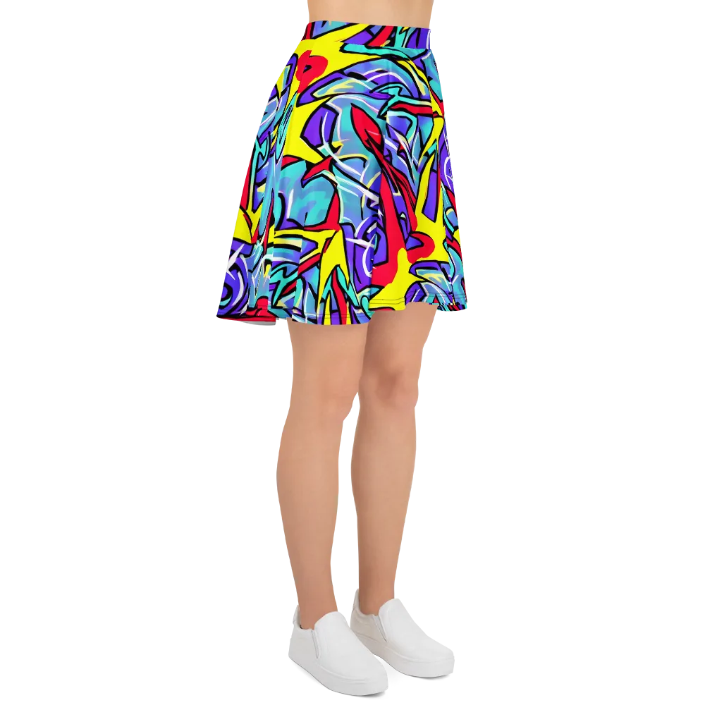 Neon Turbulence on Skater Skirt — Right