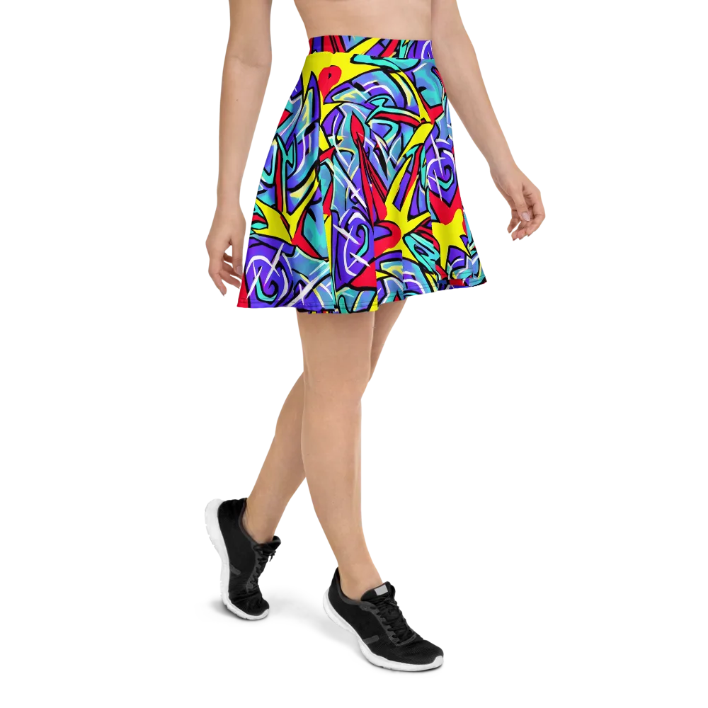 Neon Turbulence on Skater Skirt — Right