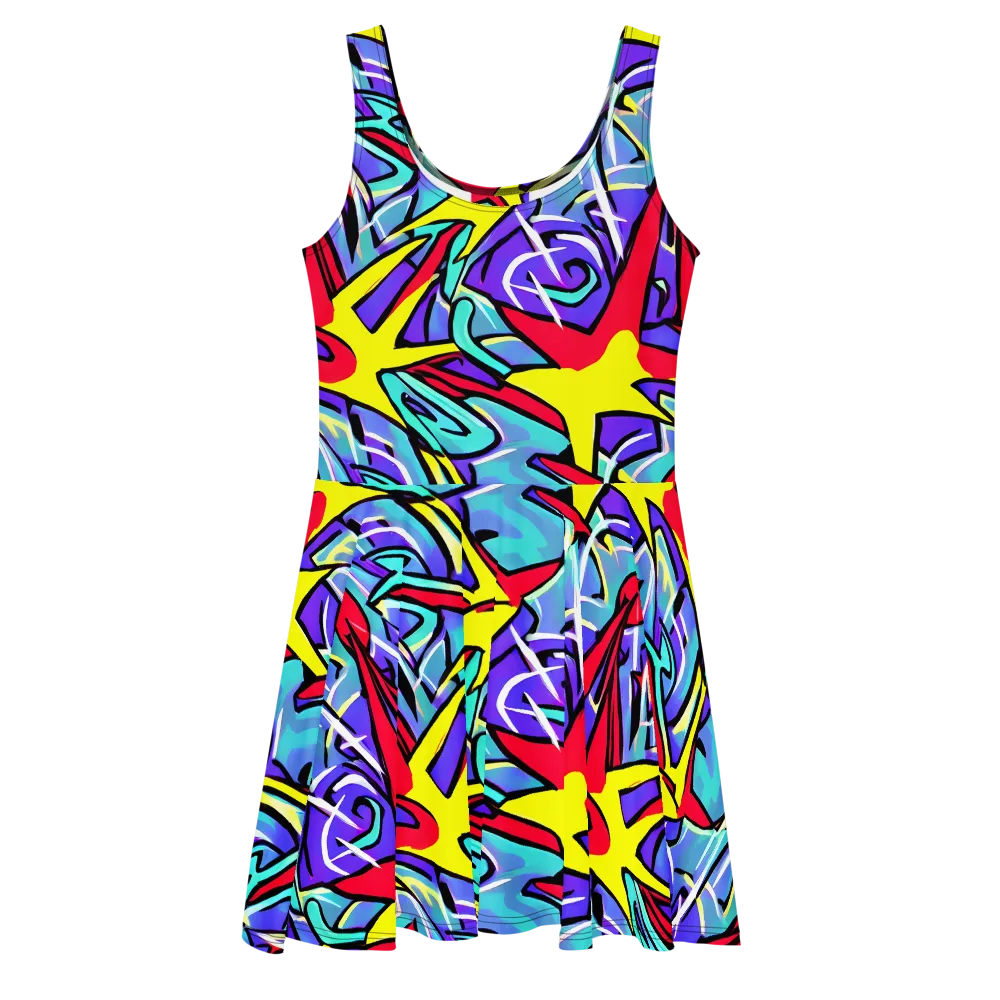 Neon Turbulence on Skater Dress — Front