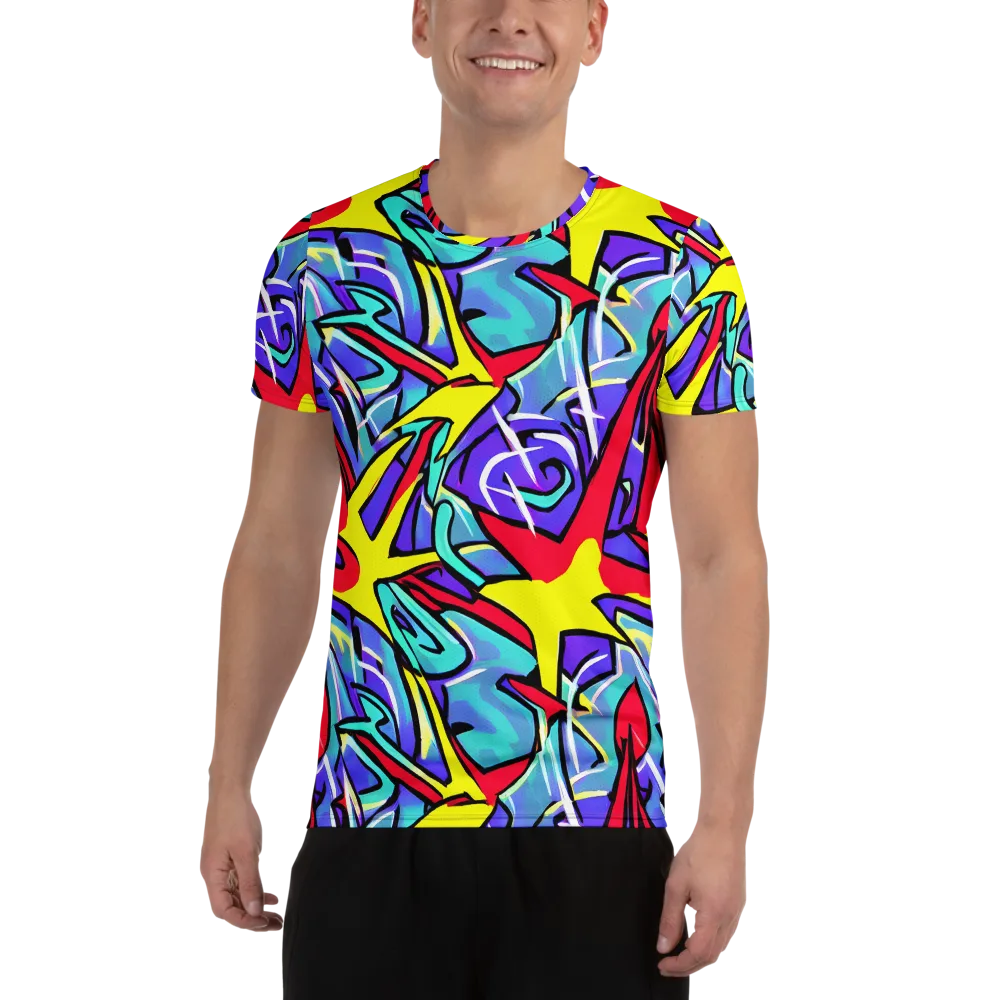 Neon Turbulence on Men's Athletic T-Shirt — Front