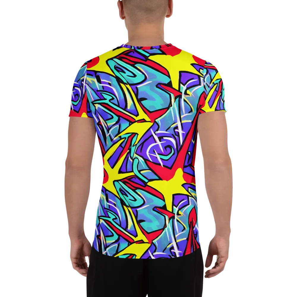 Neon Turbulence on Men's Athletic T-Shirt — Back